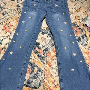 Vigoss Kids Blue Jeans with Pink Floral Details